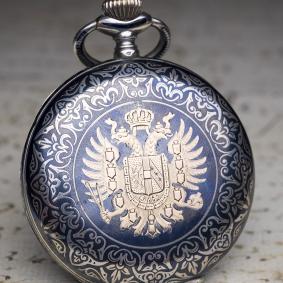 AUSTRIAN IMPERIAL PRESENTATION WATCH - Niello Silver Antique Pocket Watch