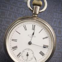 American silver pocket watch by Waterbury with duplex escapement