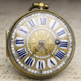 1700s LOUIS XIV OIGNON Verge Fusee Antique Pocket Watch MONTRE COQ