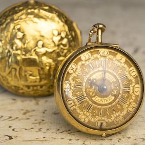 1735 Repousse Pair Case Antique Verge Fusee Pocket Watch