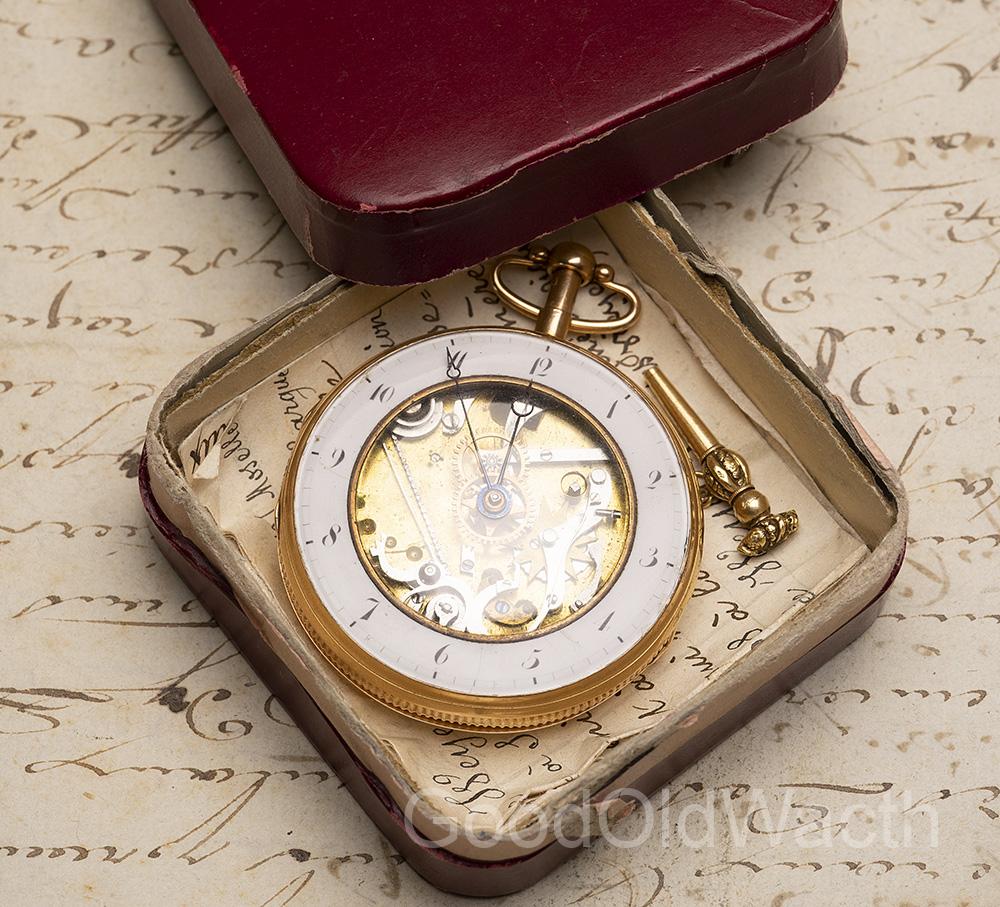 NAPOLEON GIFT LEGEND: SKELETONIZED REPEATER Verge Fusee Antique Repeating Pocket Watch