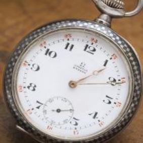 Antique Niello Sterling Silver OMEGA Pocket Watch