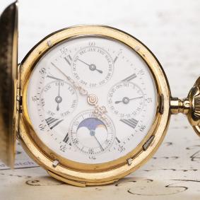 QUARTER REPEATER & TRIPLE CALENDAR w/ MOON PHASE Antique Pocket Watch