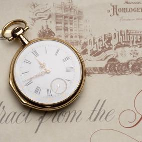 PATEK PHILIPPE Gents Gold Pocket Watch with EXTRACT FROM ARCHIVES