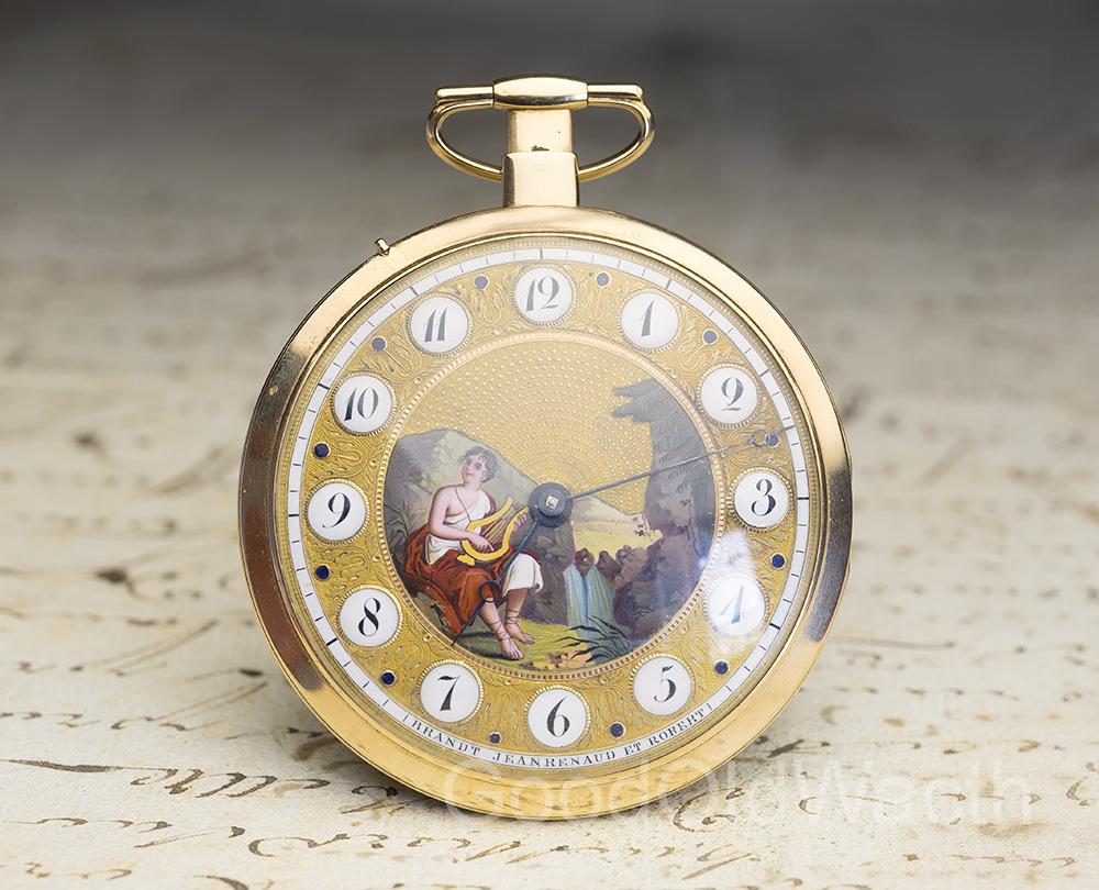 VISIBLE REPEATING TRAIN & ENAMEL MINIATURE Gold Antique Pocket Watch