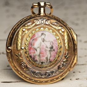 Beautiful verge fusee pocket watch in solid 18k gold case.