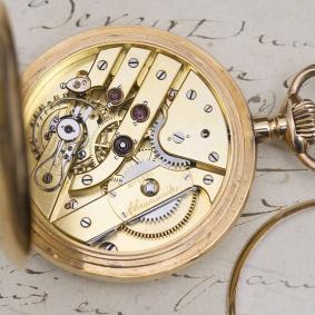 Quality Pivoted Detent Chronometer in 18k Gold Hunter Case Antique Pocket Watcg