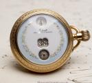 DIGITAL INDICATION Jumping Hours & Minutes  Antique Pocket Watch in 18k Gold Case