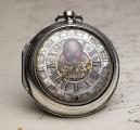 Portrait Miniature Early 1700s Champleve DIAL Pair Cased Verge Fusee Antique Pocket Watch