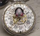 Portrait Miniature Early 1700s Champleve DIAL Pair Cased Verge Fusee Antique Pocket Watch