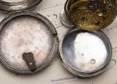 Portrait Miniature Early 1700s Champleve DIAL Pair Cased Verge Fusee Antique Pocket Watch