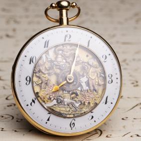 Skeletonized-JACQUEMARTS-AUTOMATON-REPEATER-VERGE-FUSEE-Gold-Antique-Pocket-Watch