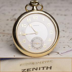 ZENITH-Besan%C3%A7on-Observatory-CERTIFIED-CHRONOMETER-with-BULLETIN-Antique-Gold-Pocket-Watch