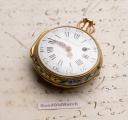 REPEATING GOLD & CHAMPLEVE ENAMEL Verge Fusee Antique Pocket Watch from middle of XVIII c.