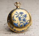 REPEATING GOLD & CHAMPLEVE ENAMEL Verge Fusee Antique Pocket Watch from middle of XVIII c.