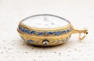 REPEATING GOLD & CHAMPLEVE ENAMEL Verge Fusee Antique Pocket Watch from middle of XVIII c.