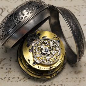 1710s OIGNON REPEATING Verge Fusee Antique Pocket Watch MONTRE COQ SpindelTaschenuhr