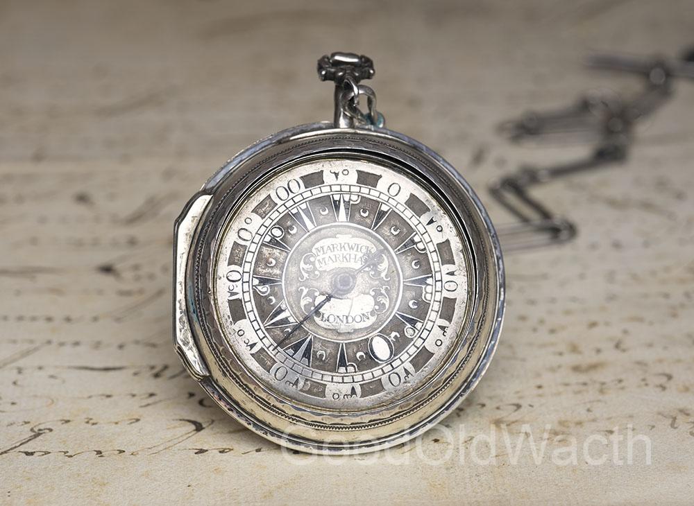 MARKWICK MARKHAM Ottoman Market Silver Pair Case Verge Antique Pocket Watch
