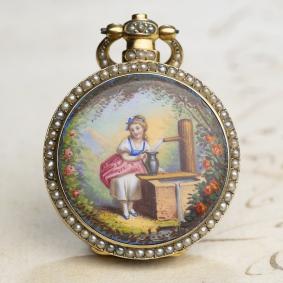 BOVET Fleurier CHINESE MARKET ENAMEL PAINTING Antique Pocket Watch