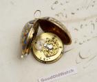 Miniature SHELL SHAPE 18k GOLD & ENAMEL VERGE FUSEE Antique Pocket Watch