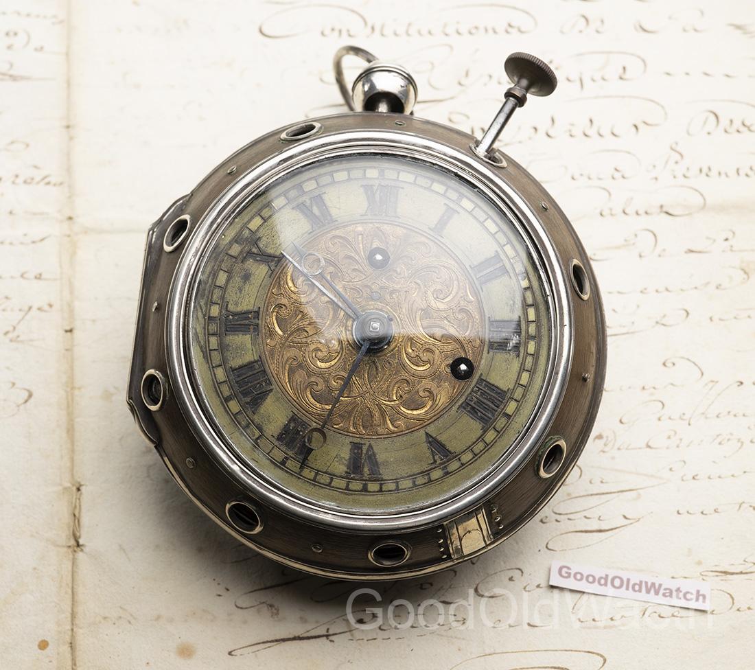 12cm, 1200gr - DOUBLE WHEEL DUPLEX ESCAPEMENT Antique COACH Clock Watch