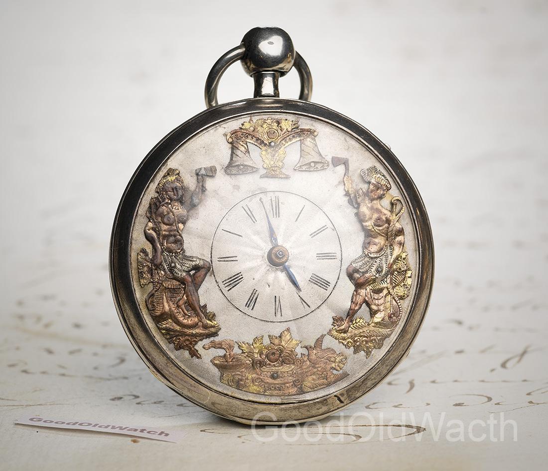 JACQUEMARTS AUTOMATON Quarter REPEATER VERGE FUSEE Antique Pocket Watch