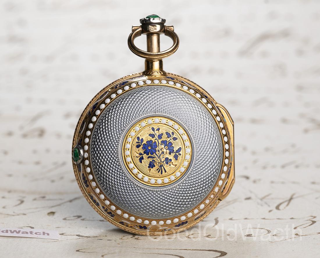18k Gold & Enamel REPEATER Verge Fusee Antique Repeating Pocket Watch