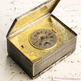 German XVIIIc. Silver Snuffbox Watch - Antique Verge Fusee Watch