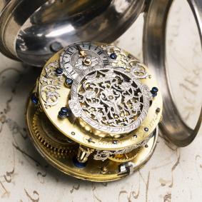 1710 Verge Fusee Oignon Antique Pocket Watch MONTRE COQ SpindelTaschenuhr