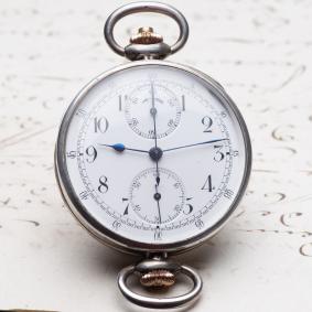 1912-PAUL-BUHRE-Single-Pusher-Wrist-Chronograph-for-Imperial-Russian-Market-Antique-Wrist-Watch