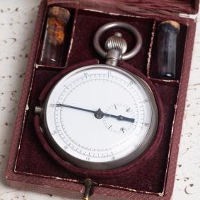 Rare-late-XIX-INKING-CHRONOGRAPH-Antique-Silver-Pocket-Watch-in-orig-Box-with-Accessories