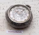 c. 1730 Champleve Dial Pair Cased Verge Fusee Antique Silver Pocket Watch