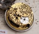 c. 1730 Champleve Dial Pair Cased Verge Fusee Antique Silver Pocket Watch