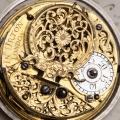 c. 1730 Champleve Dial Pair Cased Verge Fusee Antique Silver Pocket Watch