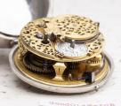 c. 1730 Champleve Dial Pair Cased Verge Fusee Antique Silver Pocket Watch