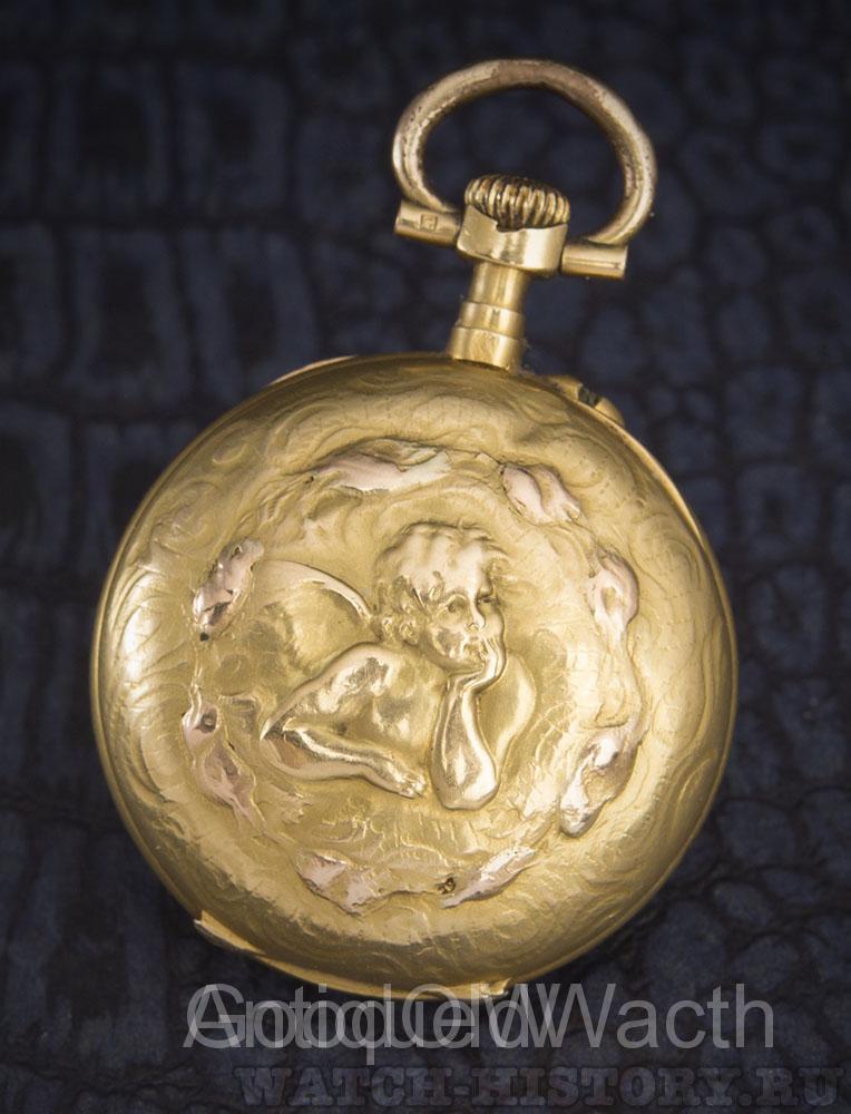 Antique golden lady pocket watch with putty by Raphael