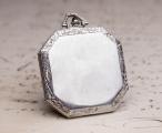 Art-Deco Octagonal PLATINUM & DIAMOND Antique Pocket Watch with BLUE JEWELS SET MOVEMENT
