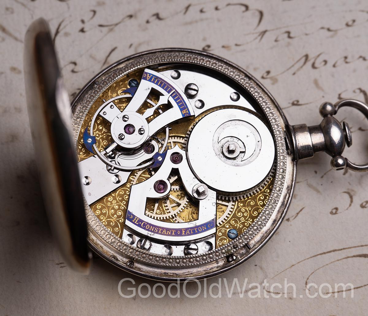Fleurier RUBY DUPLEX Chinese Market Silver Pocket Watch 