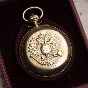 PAUL BUHRE RUSSIAN IMPERIAL PRESENTATION Antique Pocket Watch 14k Gold & Enamel Case