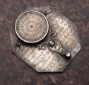 Early XVIII Octagonal Silver Antique Pocket Sundial by in Paris