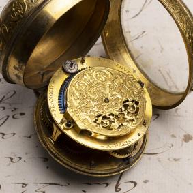 1690s LOUIS XIV OIGNON Verge Fusee Antique Pocket Watch MONTRE COQ by LeBegue in Paris