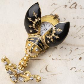 SCARAB BEETLE -  Gold & Enamel Antique Pocket Pendant Watch