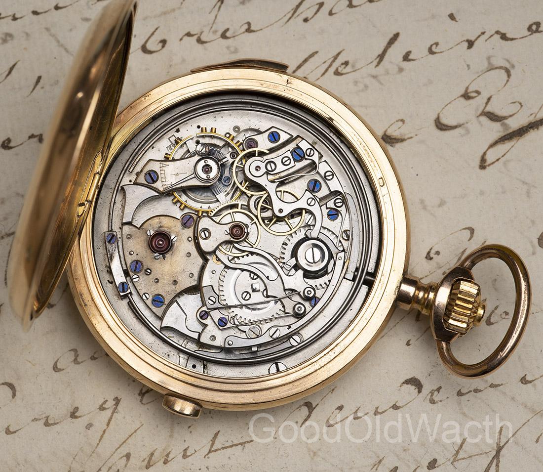 Quarter Repeater & Chronograph Antique Solid Gold REPEATING Pocket Watch from 1910s