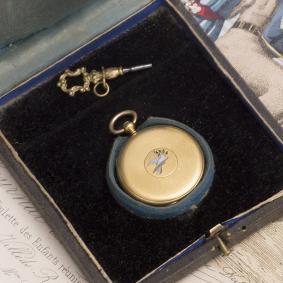 Antique mid-XIX 18K GOLD & ENAMEL Lady Pendant or Pocket Watch by Moulinie Geneve