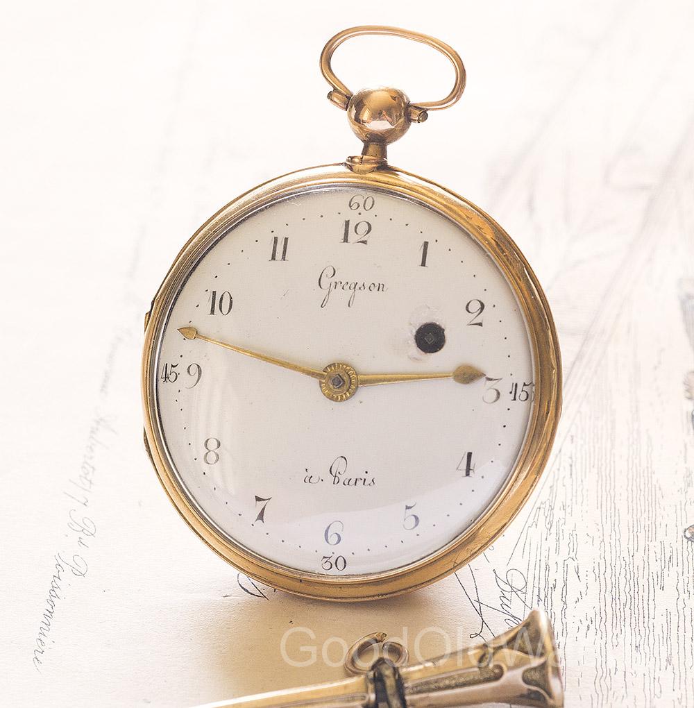 Antique 1780s Verge Fusee Pocket watch by Gregson in Paris