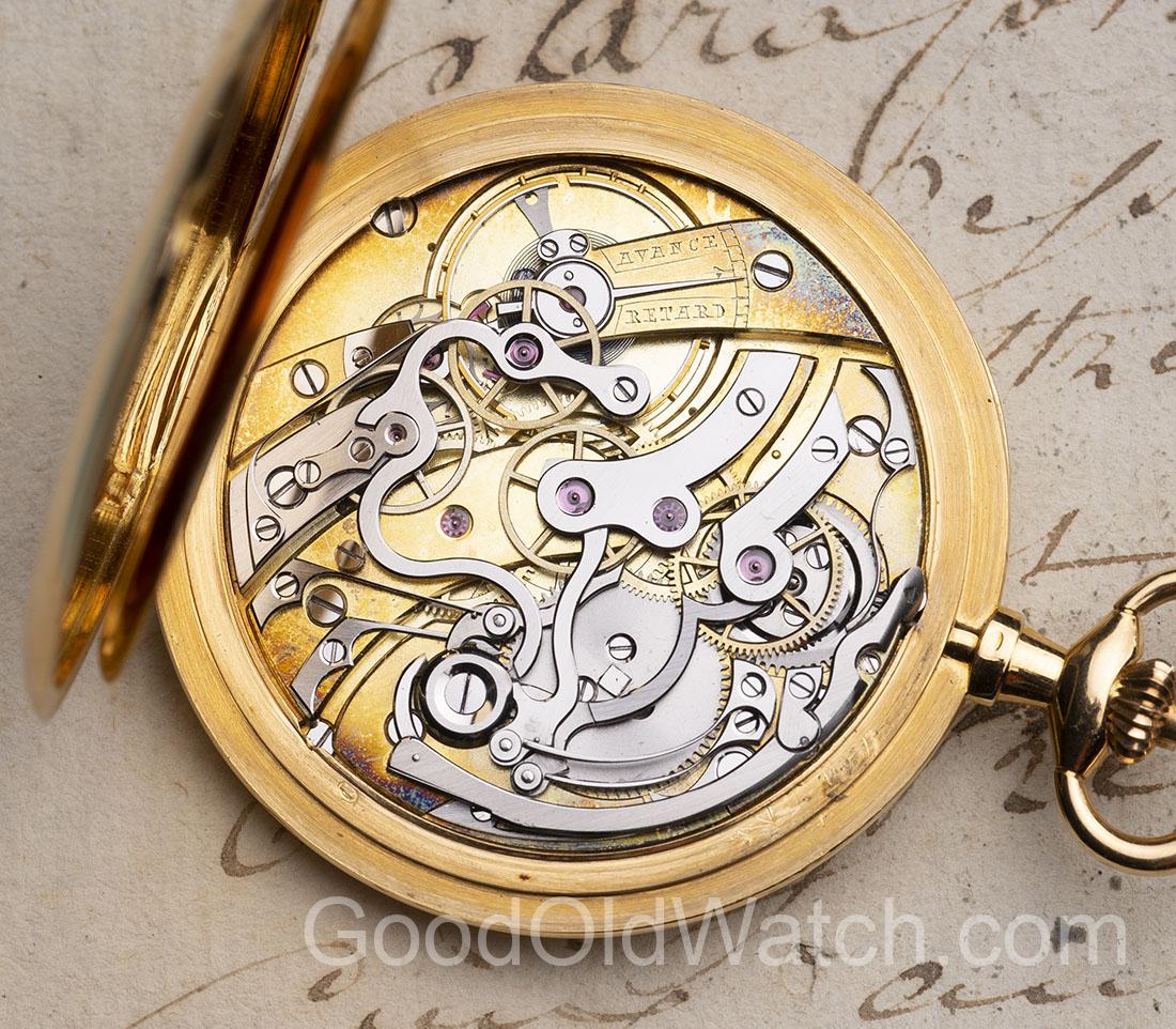 Thin Geneva Gold Antique Pocket Chronograph Pocket Watch