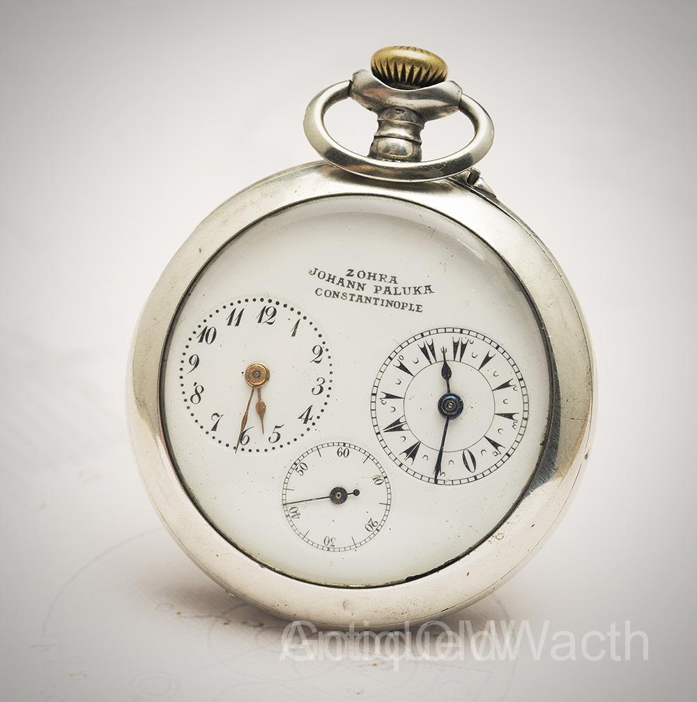Antique solid sIlver Captain Two-train Pocket Watch for Ottoman/Islamic Market