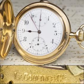 LECOULTRE Hi Grade MINUTE REPEATER CHRONOGRAPH Gold Repeating Pocket Watch