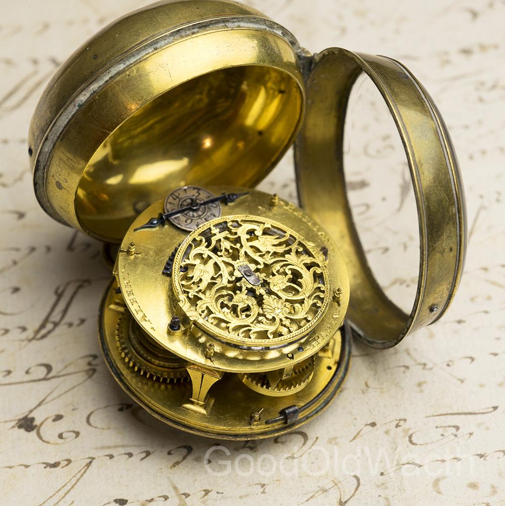 1700s LOUIS XIV OIGNON Verge Fusee Antique Pocket Watch MONTRE COQ