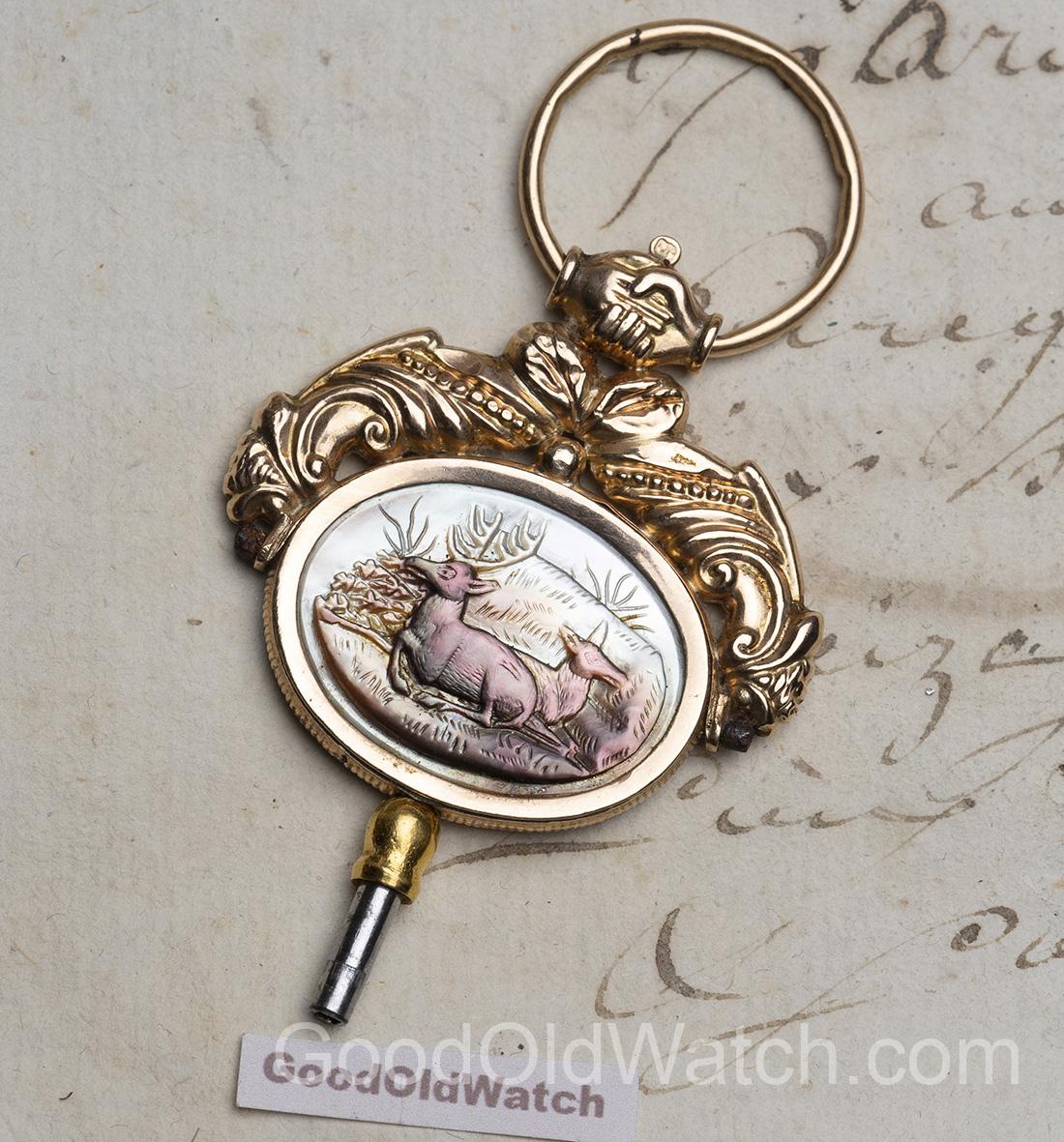 Antique Gold Cameo Pocket Watch key